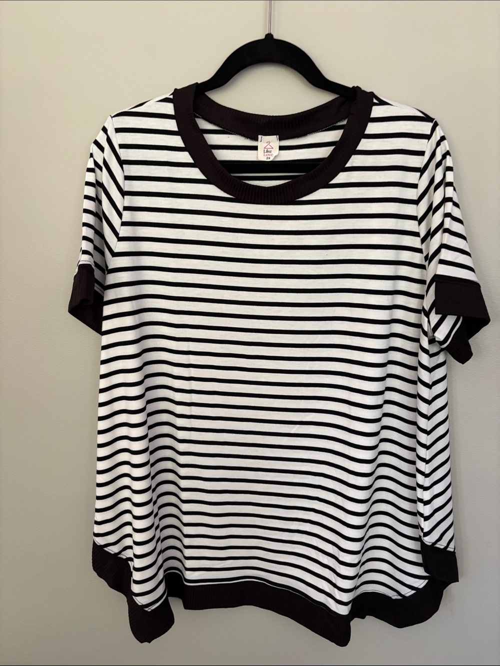 Sew In Love Black and White Striped Tunic Top NWOT
